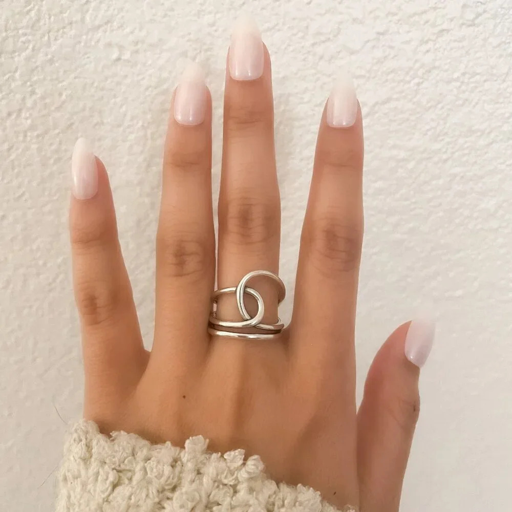 925 Sterling Silver Big Knot Statement Ring Dainty Adjustable Ring - Picture 7 of 10